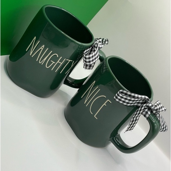 Rae Dunn | Dining | Set Rae Dunn Naughty Nice Large Green Coffee Mugs ...